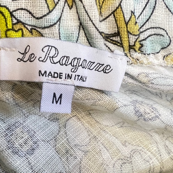 Made in Italy Colorful Floral 100% Linen Ruffle Adjustable Tie Strap Beach Top M - Picture 10 of 10